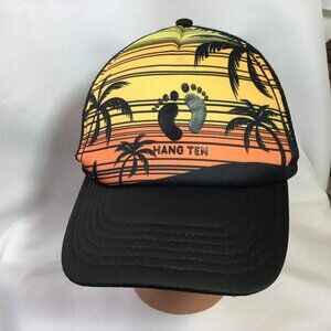 Hang Ten Hat Cap Snapback Trucker Black Surfing Sunset Beach California Logo